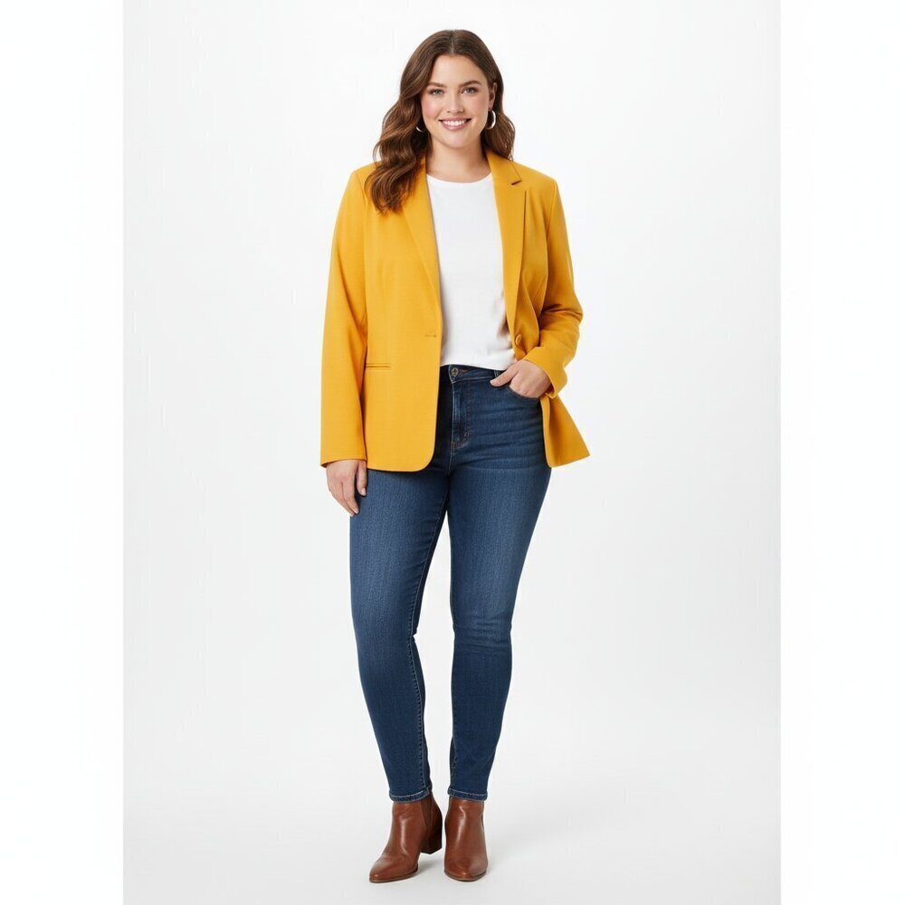 ADRIANNA Papell size large mustard gold blazer